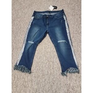 The Wendy Williams Collection Women Blue Jeans 20W distressed stretch  NWT